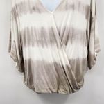 American Eagle  Soft & Sexy Tie Dye Faux Wrap Top Blouse V Neck Tan White Photo 2
