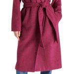 Steve Madden Womens Belted Long Coat Size XS Purple Textured Winter Chic Cozy Photo 0