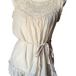 A Diva Women's Ivory Embroidered Lace Trim Sleeveless Gauze Tunic Top Size M Size M Photo 0