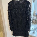SheIn Black Sequin Fringe Long Sleeve Mini Dress – Size M Photo 1