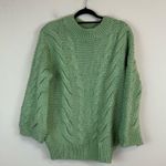 Princess Polly | Light Green Chunky Cable Knit Oversized Pullover Sweater M/L Photo 0