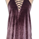 EXPRESS  Purple Velvet Lace Up Halter Strappy Neck Tank Top Whimsy Boho Size XS Photo 0