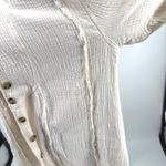 Free People  All About The Feels M Gauze Cotton Button Up Top Ivory Boho Peasant Photo 5