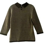 J. McLaughlin  Merino Wool Three Quarter Sleeve Sweater Brown Tan Large Photo 2