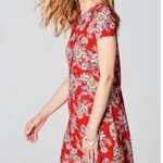 NWT J. JILL RED FLORAL KNIT SHORT SLEEVE DRESS SIZE M Size M Photo 0