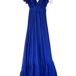 Mac Duggal  67911 Ruffle Tiered Cut Out Chiffon Gown Dress Cobalt Blue Size 0 NWT Photo 3