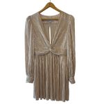 Sabina Musayev Adi Pearl Blush Metallic Pleated Mini Dress Size L Gold Size L Photo 2