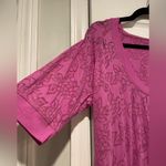 Bold Spirit Size XL Pink Semi Sheer Rose Floral Short Sleeve Pullover Hoodie Top Photo 2