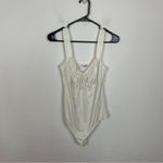Reformation Nina Ruched Bodysuit in White Large Photo 1