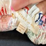 NWT Monteau Smocked Square Neck Puff Sleeve Crop Top Tropical Print Hawaiian‎ XL White Photo 2