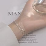 925 Silver Plated Simple Adjustable Double Layer Bracelet for Women Photo 2