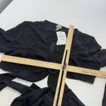 ASOS Blouse Womens 10 Black Tie Front Crop Top Long Bell Sleeve V Neck Wrap Photo 5