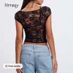 TikTok Viral Black Lace Top with Bralette Size L Photo 2