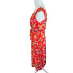 Anthropologie Red Floral Off-Shoulder Midi sundress summer belted Photo 4