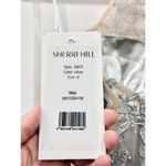 Sherri Hill NWT  Halter Ruffle Tulle Cocktail Gown with Leaf Lace Bodice Silver 8 Photo 4