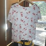 Lucky Brand  Shirt Lightweight Short Flutter Sleeve Tee Size Medium White Multi Photo 7