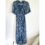 BY TIMO Blue Paisley Midi Wrap Dress Size M Photo 4