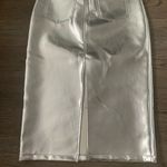Avec Les Filles High Waist Faux Leather Midi Skirt - Size M - Silver - NWT Photo 5