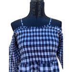 Buckle LoveRiche Cold Shoulder Gingham Navy Dress Photo 5