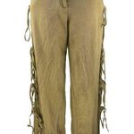 PLT Label Women's Green Mid Rise Side Tie Wide Leg Baggy Trousers Pants Size 4 Photo 0