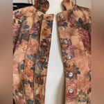 Leather Vintage VS2 Floral Print Brown Jacket, Size Medium Green Photo 1