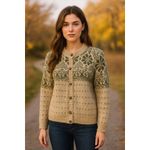 Alps Women's Apparel Wool Blend Fair Isle Knit Cardigan Sweater Button Up Sz S Green Photo 12