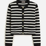 J.Crew NWT Emilie Sweater Lady Jacket in Black Ivory Stripe Knit Cardigan 3X Photo 0