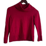 Talbots Women Crop Sweater M Red Merino Wool Cowl Neck Classic Capsule Minimal Photo 0
