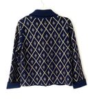 Manoush French Designer Navy Blue Gold Sequin Knit Sweater Jacket Blazer large Photo 5