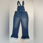 Boohoo Medium Wash Denim Overalls Ruffle Hem K26 Photo 5
