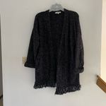 Madewell black cardigan with fringe detail and pockets S 100% cotton Photo 1