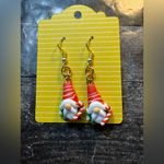 Christmas Gnome Holding Candy Cane Dangle Pierced Earrings Green And Red New Photo 1