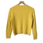 Ralph Lauren Lauren  Yellow Cable Knit Cotton Crew Neck Sweater Size Medium Photo 2