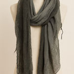 Cejon Gray Pleated Knit Scarf Wrap Photo 0
