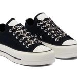 Converse Black  all star platform shoes with leopard print laces sz 5 women’s / in amazing condition Photo 0