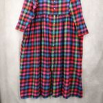Plaid Buffalo Maxi Flannel Granny Cottage Pearl Snap Electric VTG Y2K Dress 1X Red Photo 4