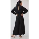 Hutch Anthropologie  black jersey knit wide-leg V-neck smocked jumpsuit, size M Photo 3