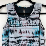 Japna  Tie Dye Stripe Chiffon Tank Top Blue Black‎ White Multi Small Flowy Y2K Photo 2