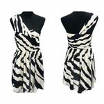 EXPRESS Zebra Striped Dress, Black, Cream, 8 Photo 1