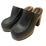 Candie's ⭐️ Vintage Candie’s Black Leather Clogs Made in Brazil - Y2K Chunky Wooden Heels Photo 6