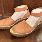 Fly London  Yake Perforated Leather Wedge Sandals Rose Pink EU 43 US 12 Photo 0