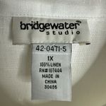 VTG‎ Bridgewater Studio Women 100% Linen White Long Sleeve Button Down Blouse 1X Photo 2