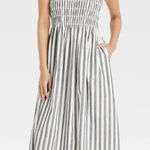 Universal Threads Universal Thread Gray and White Striped Strapless Tube top Maxi Dress size Large Photo 0
