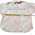 Vtg Cabrais Button Up Pink Green Hawaiian Short Shirt Coconut Girl Tropical Multiple Size M Photo 8