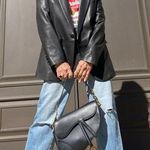 Joie Faux Vegan Leather Black Oversized Blazer Jacket Coat Blogger Favorite. Photo 0