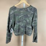 NEW La La Land XS Camo V Neck Fleece Long Sleeve Crop Top Buttery Soft Y2K Green Photo 3
