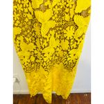 CATHERINE DEANE Yellow Floral Lace Overlay Peony Figure Hugging Dress size US 8 Photo 11