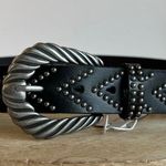 MW Black Genuine Leather Silver Studded Chunky Buckle Belt Size Small NEW Photo 9