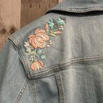 Denim & Co Embroidered Button Front Jean Jacket Blue Size L Photo 5