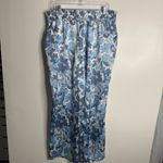 VERO MODA NWT Blue & White Floral Wide Leg Pants Elastic Waist Silky Feel XL Photo 2
